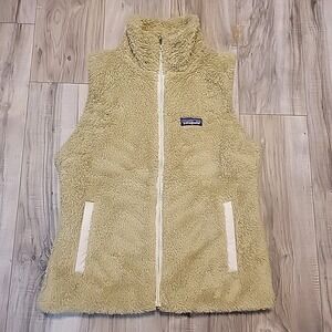 Patagonia Vest Womens Medium Deep Pile LOS GATOS Sherpa Beige Full‎ Zip